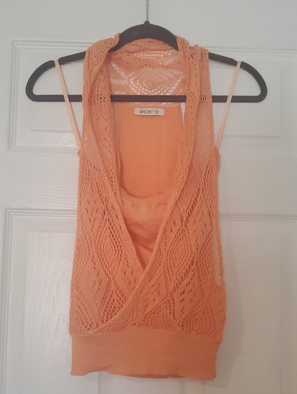 Arden B Peach-Orange Sleeveless Knit Wrap Camisole